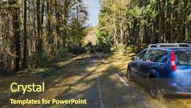  Presentation with transportation - Slides consisting of wind damage - fallen tree in forest road background and a tawny brown colored foreground