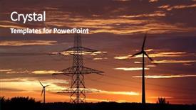  Presentation with harvesting energy - Theme featuring wind energy harvesting wind mills at sunrise background and a tawny brown colored foreground