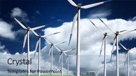  Presentation with wind energy - Audience pleasing PPT theme consisting of wind energy backdrop and a light blue colored foreground