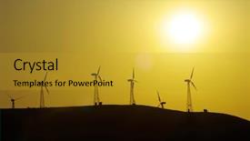  Presentation with wind - Beautiful slide set featuring wind farm at colorfull sunset backdrop and a  colored foreground