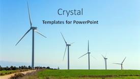  Presentation with offshore wind turbine installation - Presentation theme enhanced with wind-farm-consists-of-several background and a light blue colored foreground