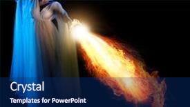  Presentation with flame - Audience pleasing PPT theme consisting of wind fire - young elven girl with flame backdrop and a  colored foreground