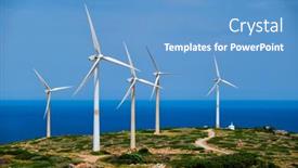  Presentation with crete island - Slide set consisting of wind-generator-turbines-crete-island background and a teal colored foreground