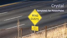  Presentation with freeway - Slide deck having wind-gusts-warning-sign background and a tawny brown colored foreground