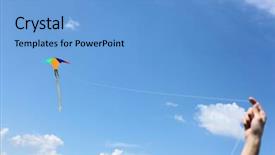  Presentation with kite - PPT theme featuring wind kite flying background and a light blue colored foreground