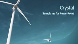  Presentation with electric distribution substation power - Cool new slide deck with wind lines - windmills for electric power production backdrop and a ocean colored foreground