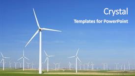  Presentation with power lines - Amazing PPT theme having wind lines - windmills for electric power production backdrop and a teal colored foreground