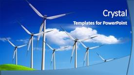  Presentation with power - PPT theme with wind mill - ecologic power background and a royal blue colored foreground