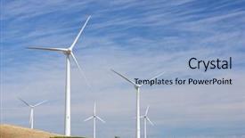  Presentation with electric distribution substation power - Presentation theme having wind mill - windmills for electric power production background and a light blue colored foreground