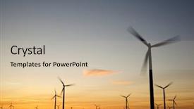  Presentation with electric power distribution systems - Presentation theme consisting of wind mill - windmills for electric power production background and a soft green colored foreground