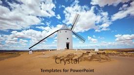  Presentation with sky blue - PPT theme having wind-mill-and-old-castle background and a coral colored foreground