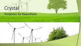  Presentation with wind power plant - Slides featuring wind power energy background and a yellow colored foreground