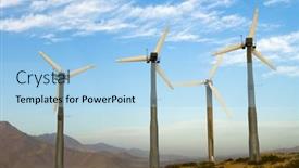  Presentation with power supply - PPT layouts with wind-power-generating-mills background and a light blue colored foreground