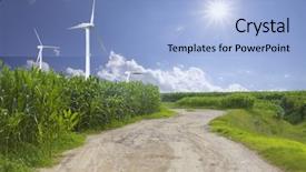  Presentation with wind power plant - PPT layouts with wind power plant and corn background and a light blue colored foreground