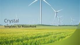  Presentation with wind power plant - Slide set featuring wind-power-plant-and-green background and a  colored foreground