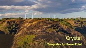  Presentation with wind power plant - Slides consisting of wind-power-plant-illuminated background and a tawny brown colored foreground