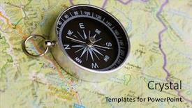  Presentation with compass map - Presentation consisting of wind rose - compass on map close up background and a mint green colored foreground