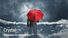  Presentation with umbrella - Slide deck enhanced with wind storms cyclones - man with umbrella standing background and a ocean colored foreground