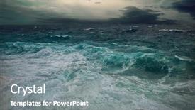  Presentation with stormy sea waves - Audience pleasing presentation theme consisting of wind storms cyclones - stormy sea view near coastline backdrop and a gray colored foreground