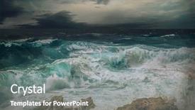  Presentation with stormy sea waves - Colorful PPT layouts enhanced with wind storms cyclones - stormy sea view near coastline backdrop and a gray colored foreground