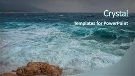  Presentation with stormy sea waves - PPT theme enhanced with wind storms cyclones - stormy sea view near coastline background and a ocean colored foreground