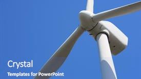  Presentation with electric power distribution systems - Theme enhanced with wind system - windmill for electric power production background and a teal colored foreground