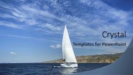  Presentation with sails sailing yacht catamaran sailing - Presentation theme having wind through the waves yacht background and a light blue colored foreground