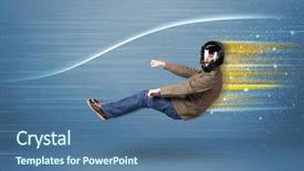  Presentation with car assembly line - Presentation theme enhanced with wind tunnel - young man driving in imaginary background and a  colored foreground