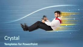  Presentation with wind tunnel - Colorful PPT theme enhanced with wind tunnel - young man driving in imaginary backdrop and a ocean colored foreground