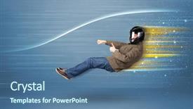  Presentation with sleepy yawning man driving car - Colorful slide deck enhanced with wind tunnel - young man driving in imaginary backdrop and a  colored foreground