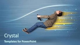  Presentation with sleepy yawning man driving car - Slides having wind tunnel - young man driving in imaginary background and a  colored foreground