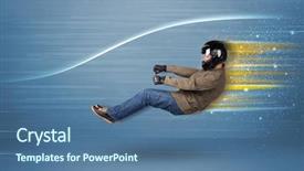  Presentation with wind tunnel - Beautiful PPT layouts featuring wind tunnel - young man driving in imaginary backdrop and a ocean colored foreground