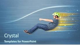  Presentation with driving - Presentation design featuring wind tunnel - young man driving in imaginary background and a  colored foreground