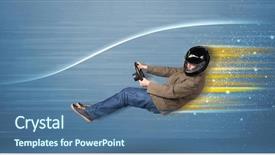  Presentation with sleepy yawning man driving car - Beautiful PPT layouts featuring wind tunnel - young man driving in imaginary backdrop and a  colored foreground