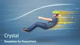  Presentation with car assembly line - Cool new slide deck with wind tunnel - young man driving in imaginary backdrop and a  colored foreground