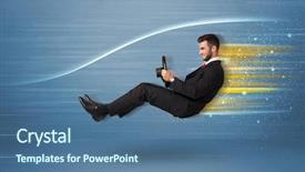  Presentation with wind tunnel - Presentation design enhanced with wind tunnel - young man driving in imaginary background and a ocean colored foreground