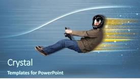  Presentation with driving - Colorful PPT theme enhanced with wind tunnel - young man driving in imaginary backdrop and a  colored foreground