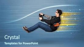  Presentation with driving - Theme with wind tunnel - young man driving in imaginary background and a  colored foreground