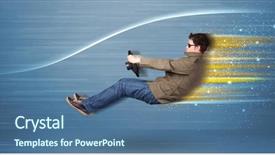  Presentation with sleepy yawning man driving car - Colorful presentation design enhanced with wind tunnel - young man driving in imaginary backdrop and a ocean colored foreground