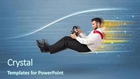  Presentation with wind tunnel - PPT layouts featuring wind tunnel - young man driving in imaginary background and a  colored foreground