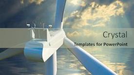 Presentation with electricity power plant - Beautiful slide deck featuring wind-turbine-against-stormy-sky backdrop and a soft green colored foreground