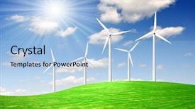  Presentation with turbine - Colorful slides enhanced with wind turbine against the blue sky backdrop and a light blue colored foreground