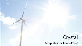  Presentation with turbine - Colorful PPT theme enhanced with wind turbine and bright sunshine backdrop and a  colored foreground