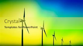  Presentation with turbine - Presentation design consisting of wind-turbine-farm-on-beautiful background and a yellow colored foreground