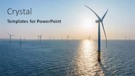  Presentation with turbine - PPT layouts enhanced with wind-turbine-field-over background and a light blue colored foreground
