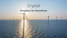  Presentation with turbine - PPT theme featuring wind-turbine-field-over background and a light blue colored foreground
