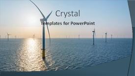  Presentation with turbine - Slide set consisting of wind-turbine-field-over background and a light blue colored foreground