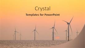  Presentation with turbine - Presentation design having wind-turbine-field-over background and a light gray colored foreground