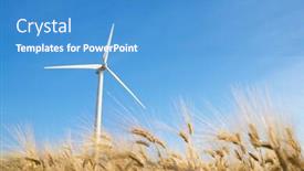  Presentation with turbine - Cool new presentation theme with wind-turbine-for-electric-power backdrop and a teal colored foreground
