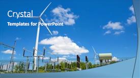  Presentation with turbine - PPT layouts enhanced with wind-turbine-for-electric-power background and a teal colored foreground